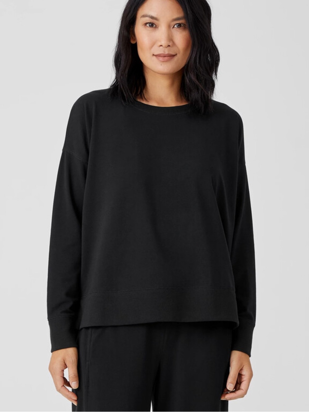 Eileen Fisher Traceable Cotton Jersey Crew Neck Top Sweatshirt Size XL